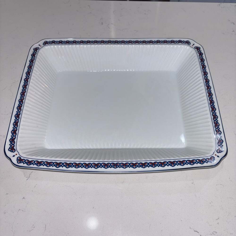 Manor House Rectangular Baking Dish with Blue and Red Pattern 11.25”x14